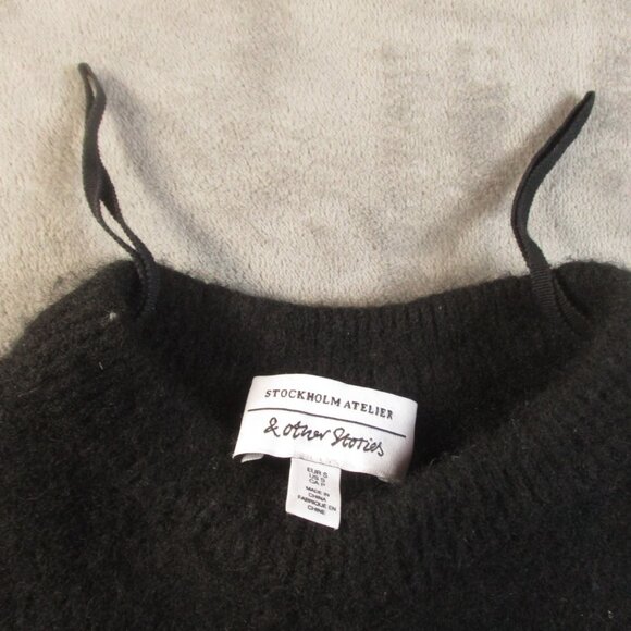 Stockholm Atelier & Other Stories Crewneck Sweater Women Small Black Wool Preppy - Picture 3 of 12